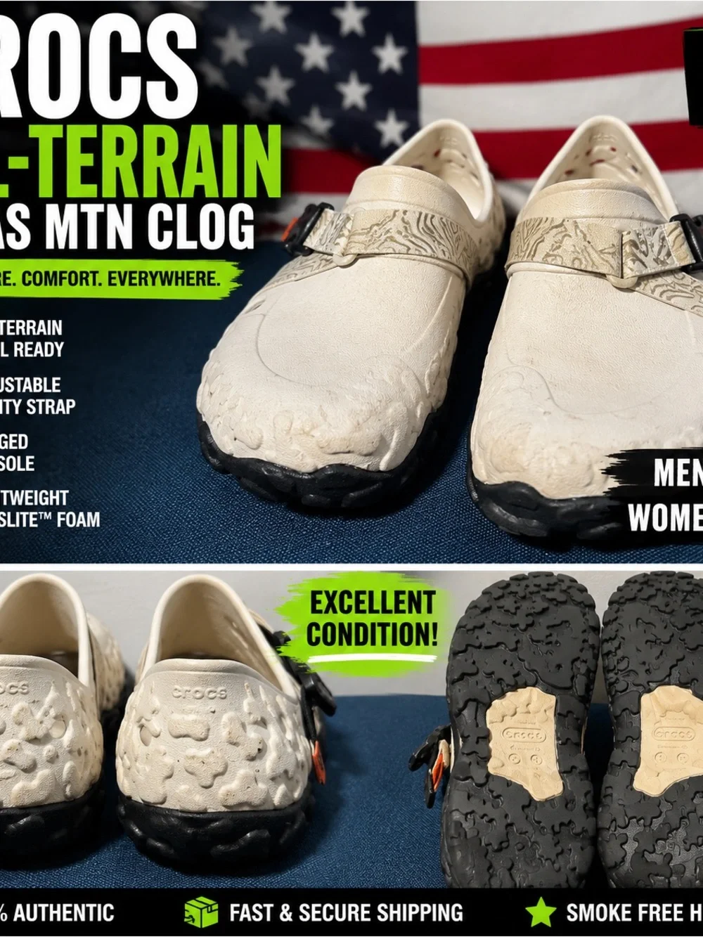 CROCS Men’s All-Terrain Clog in Beige with Black Soles